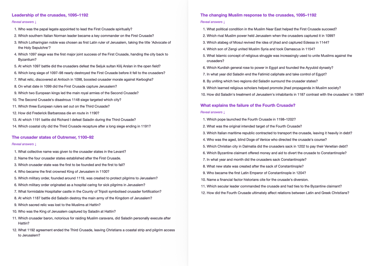 Edexcel A level History - ACTIVE RECALL