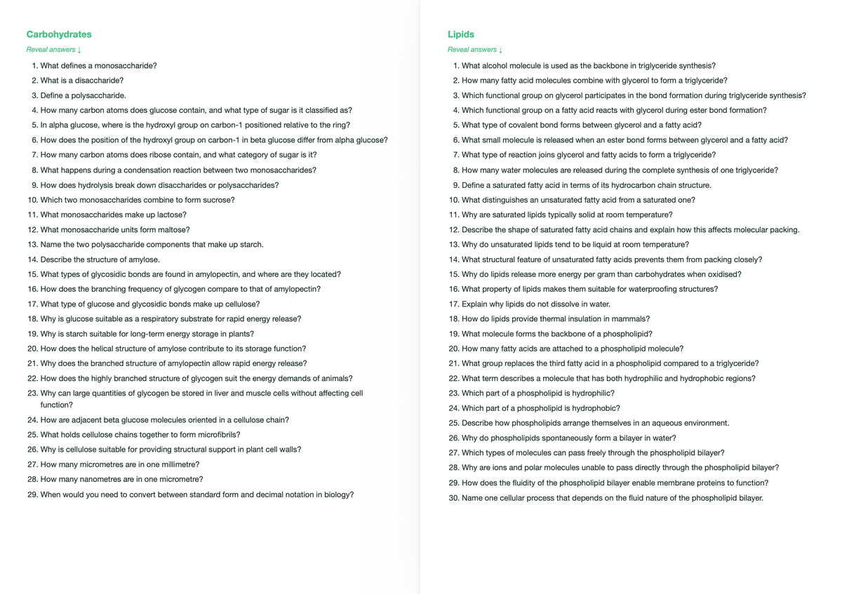 Edexcel A level Biology- Spec B- ACTIVE RECALL
