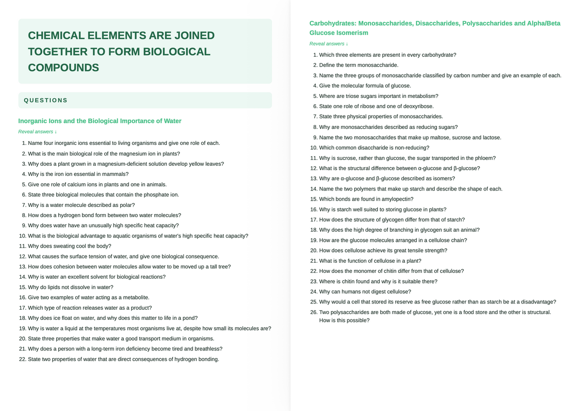 WJEC A level Biology- ACTIVE RECALL