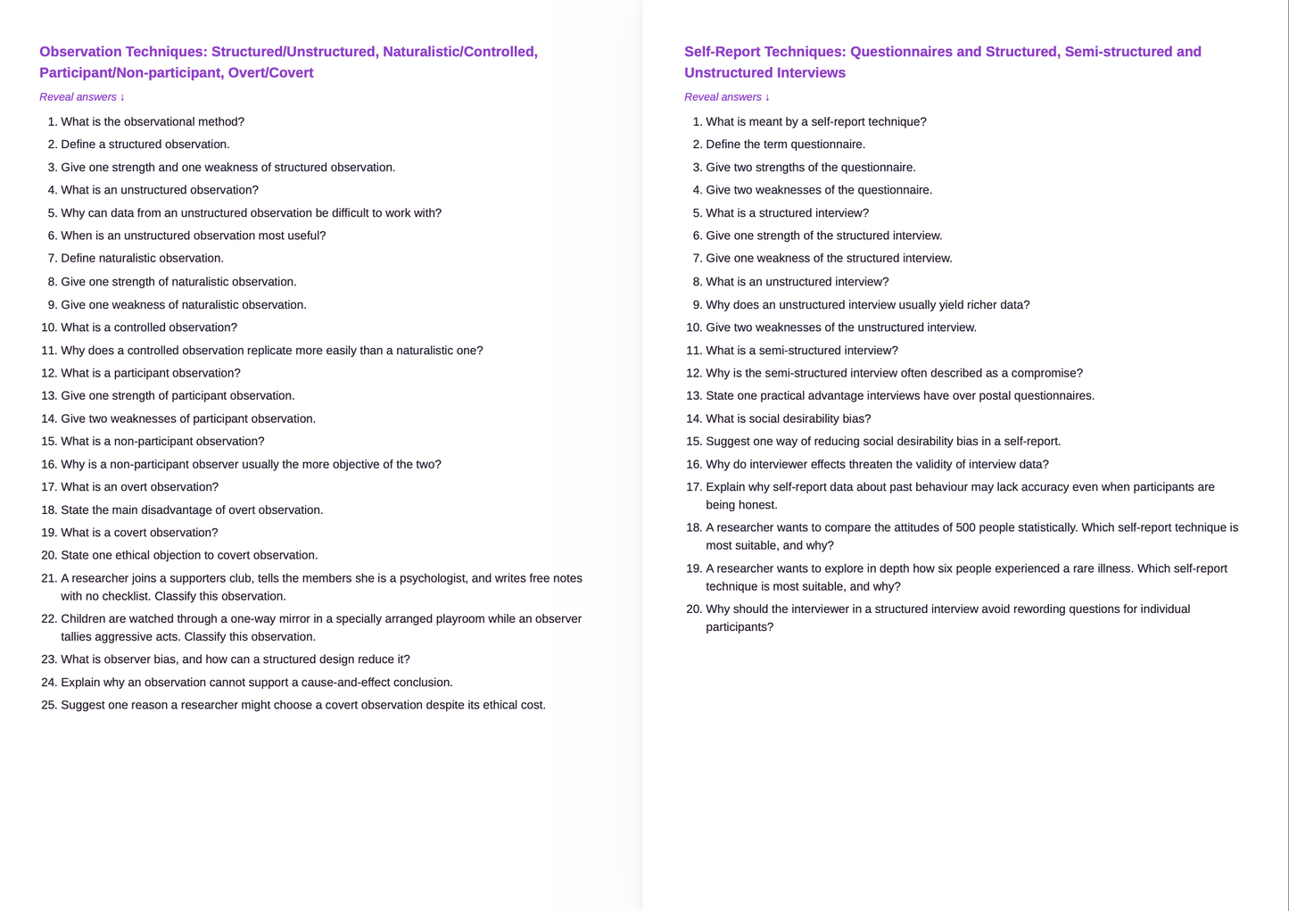 OCR A Level Psychology- ACTIVE RECALL