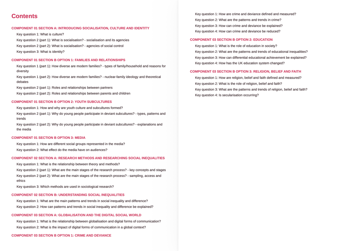 OCR A Level Sociology- ACTIVE RECALL