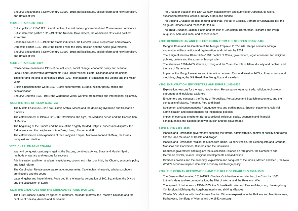 OCR A Level History- ACTIVE RECALL