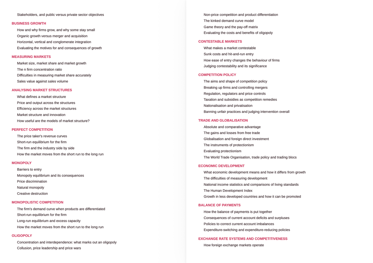 CCEA A Level Economics- ACTIVE RECALL
