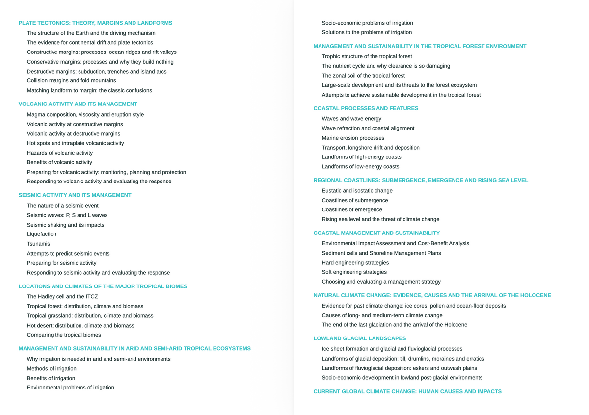 CCEA A Level Geography- ACTIVE RECALL