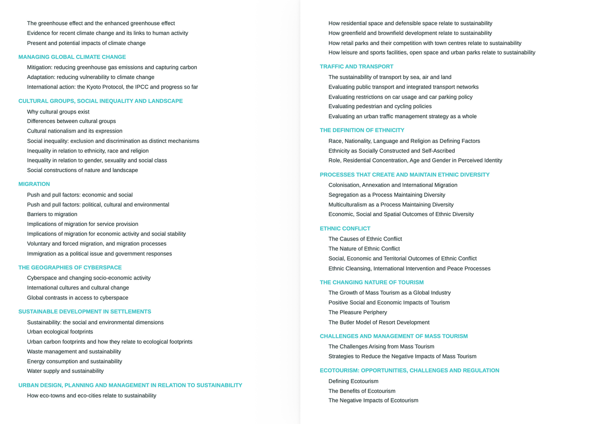 CCEA A Level Geography- ACTIVE RECALL