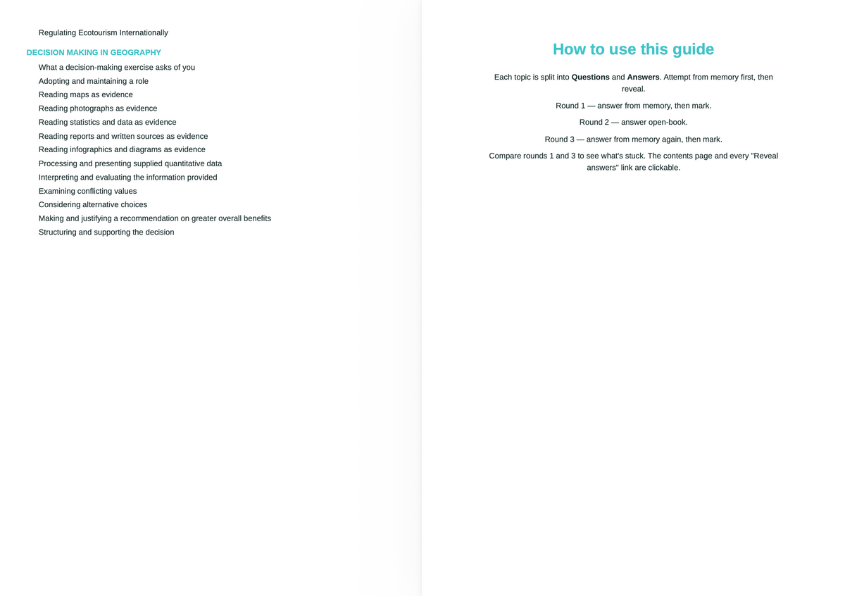 CCEA A Level Geography- ACTIVE RECALL