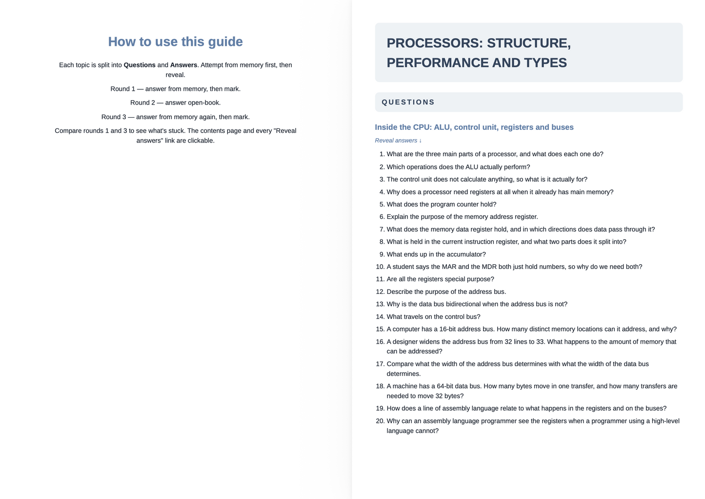 OCR A Level Computer Science- ACTIVE RECALL
