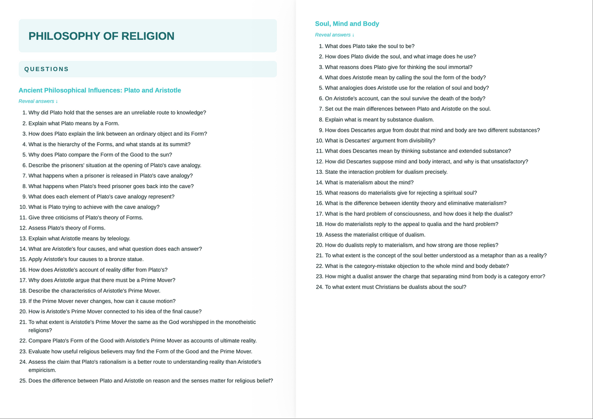 OCR A Level Religious Studies (RE)- ACTIVE RECALL