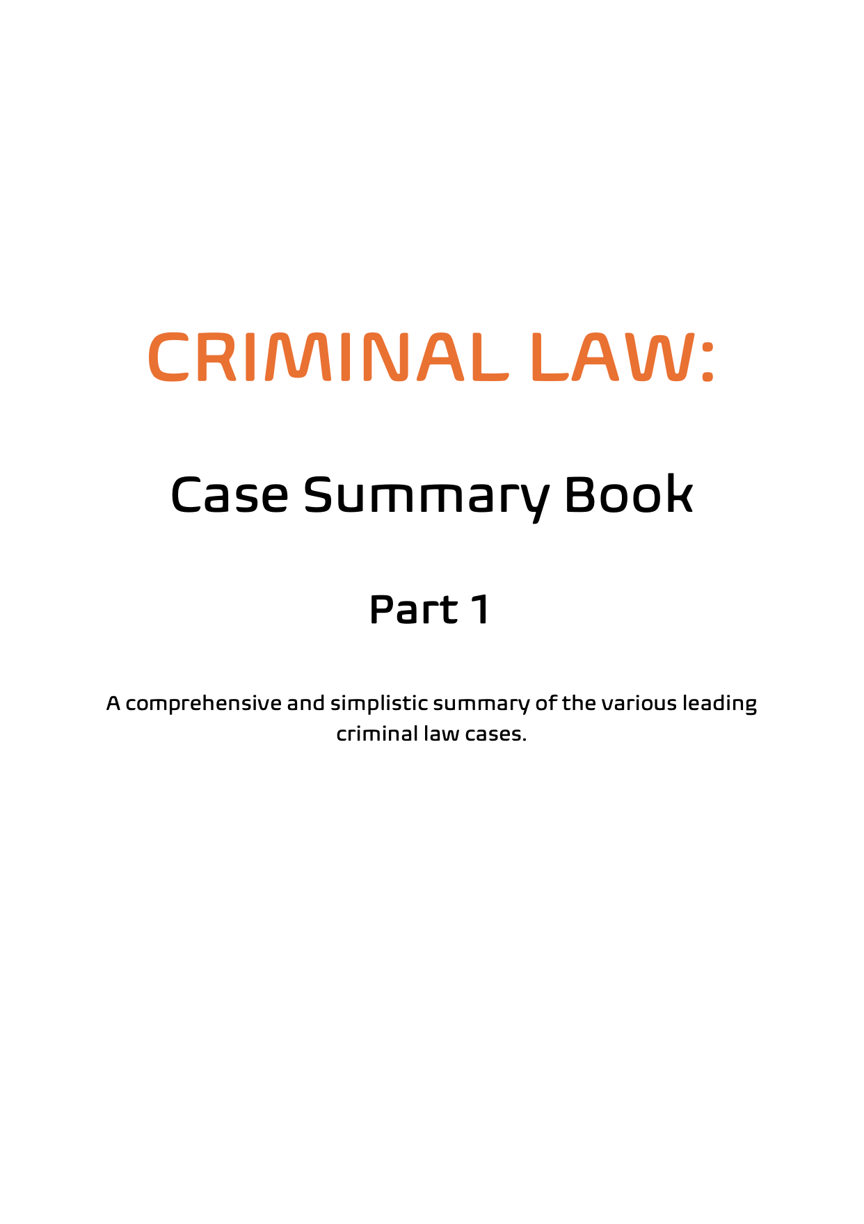 Criminal Law Casebook