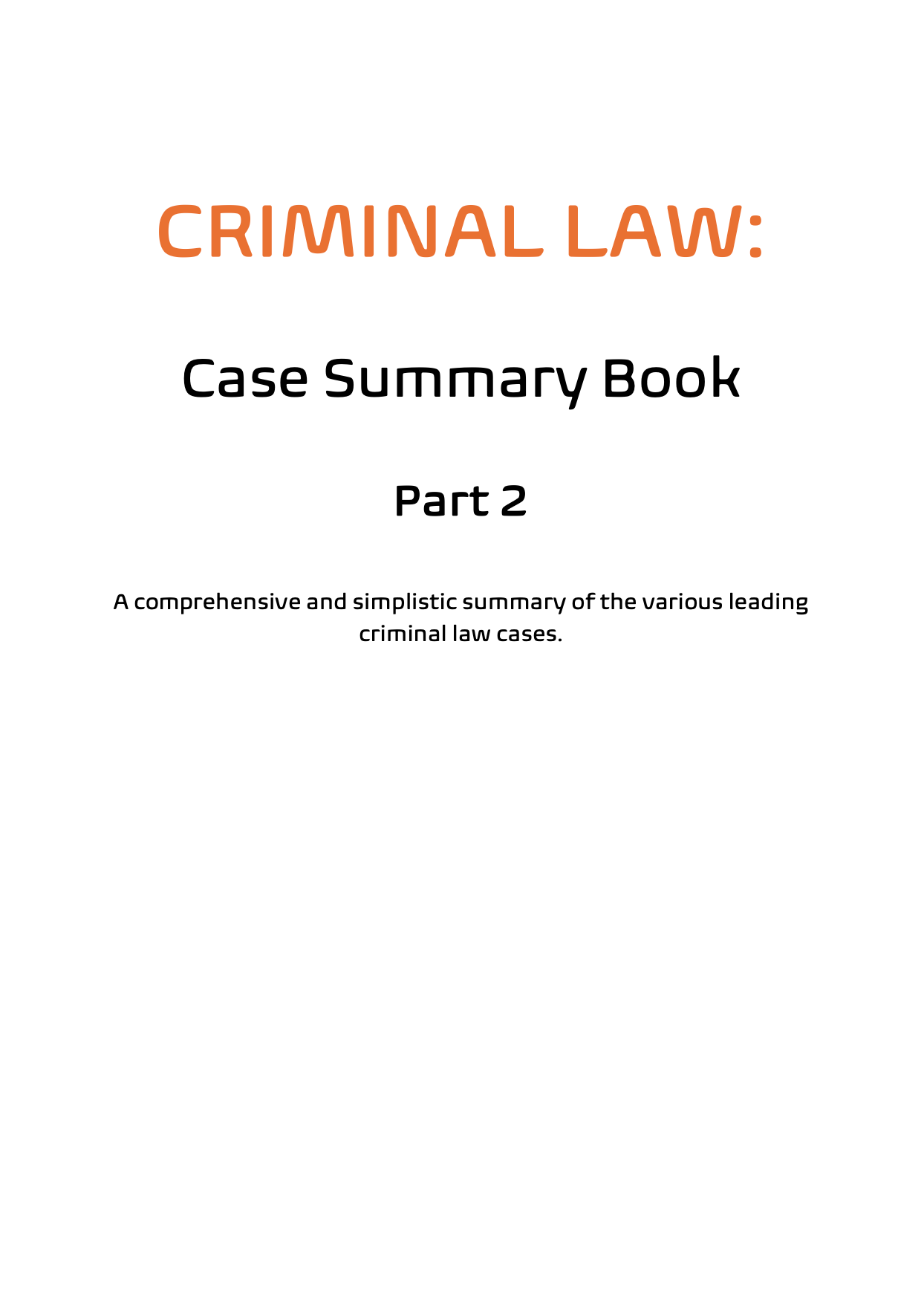 Criminal Law Casebook