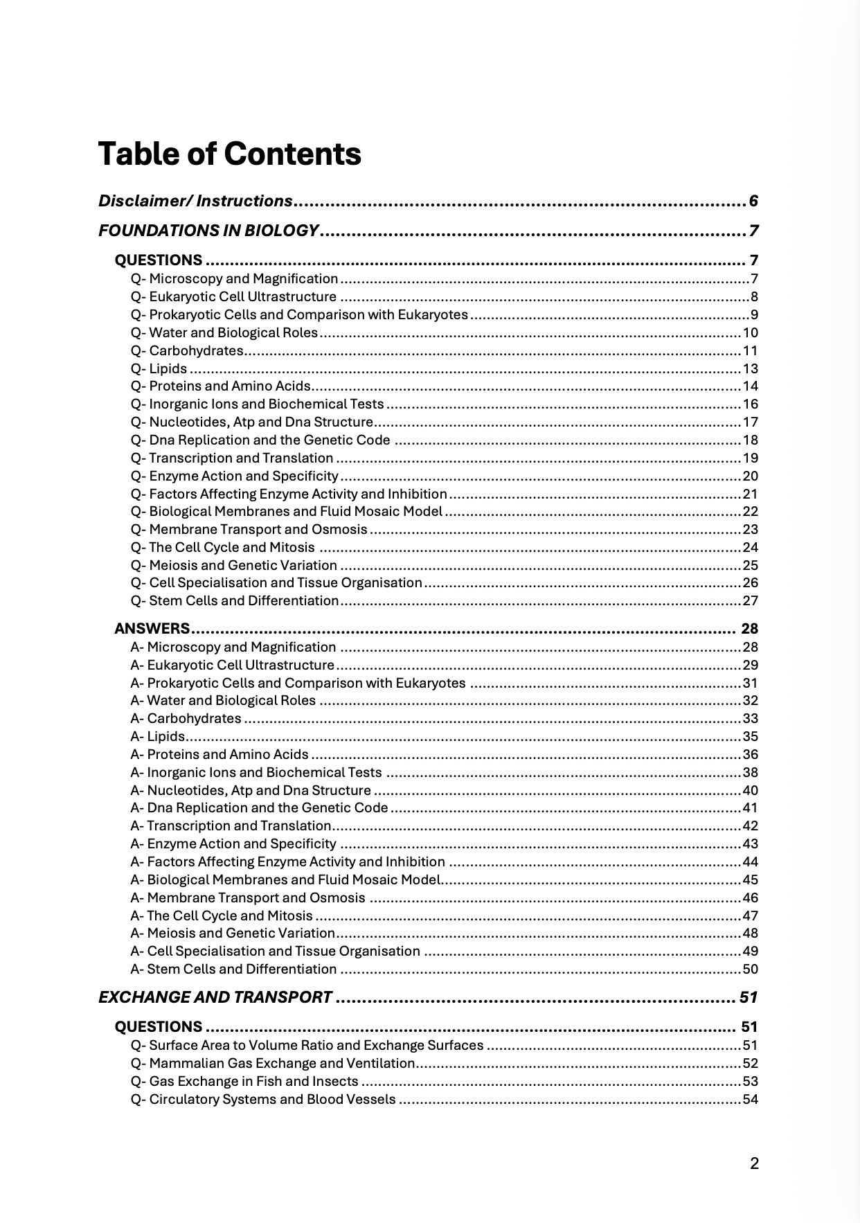 A Level Biology- OCR- Specification A
