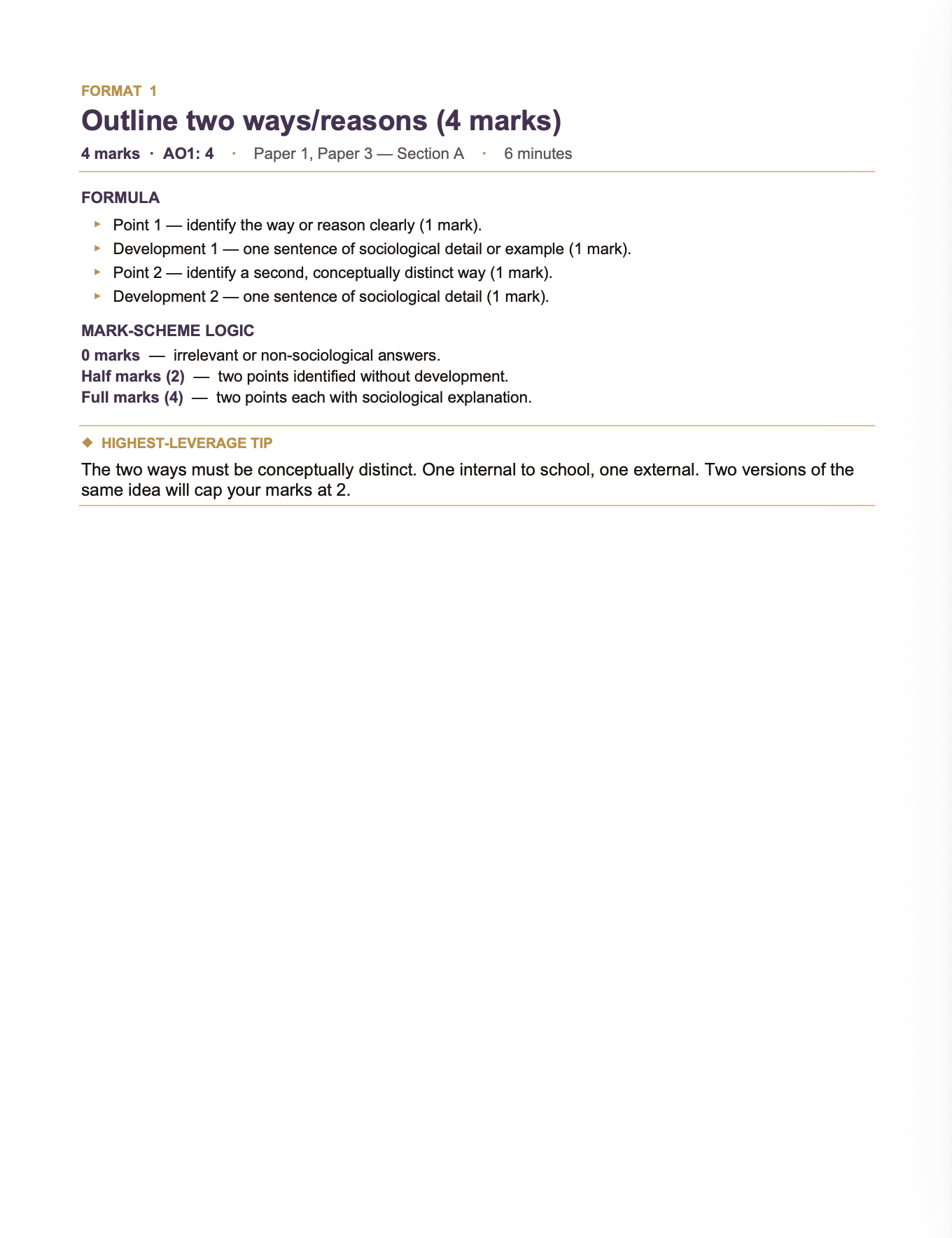AQA A Level Sociology- Cheat Sheet/ Exam Manual