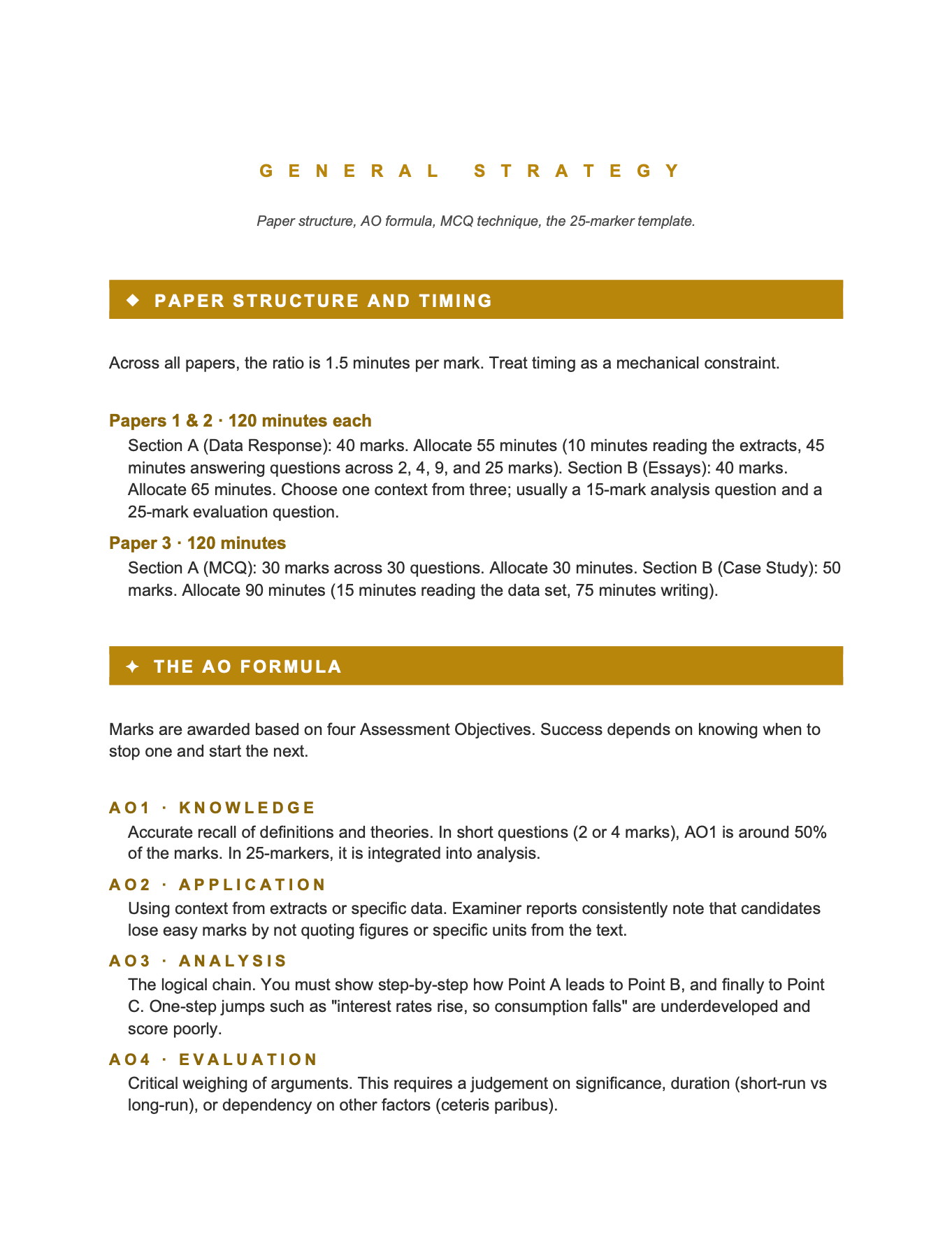 AQA A Level Economics- Cheat Sheet/ Exam Manual
