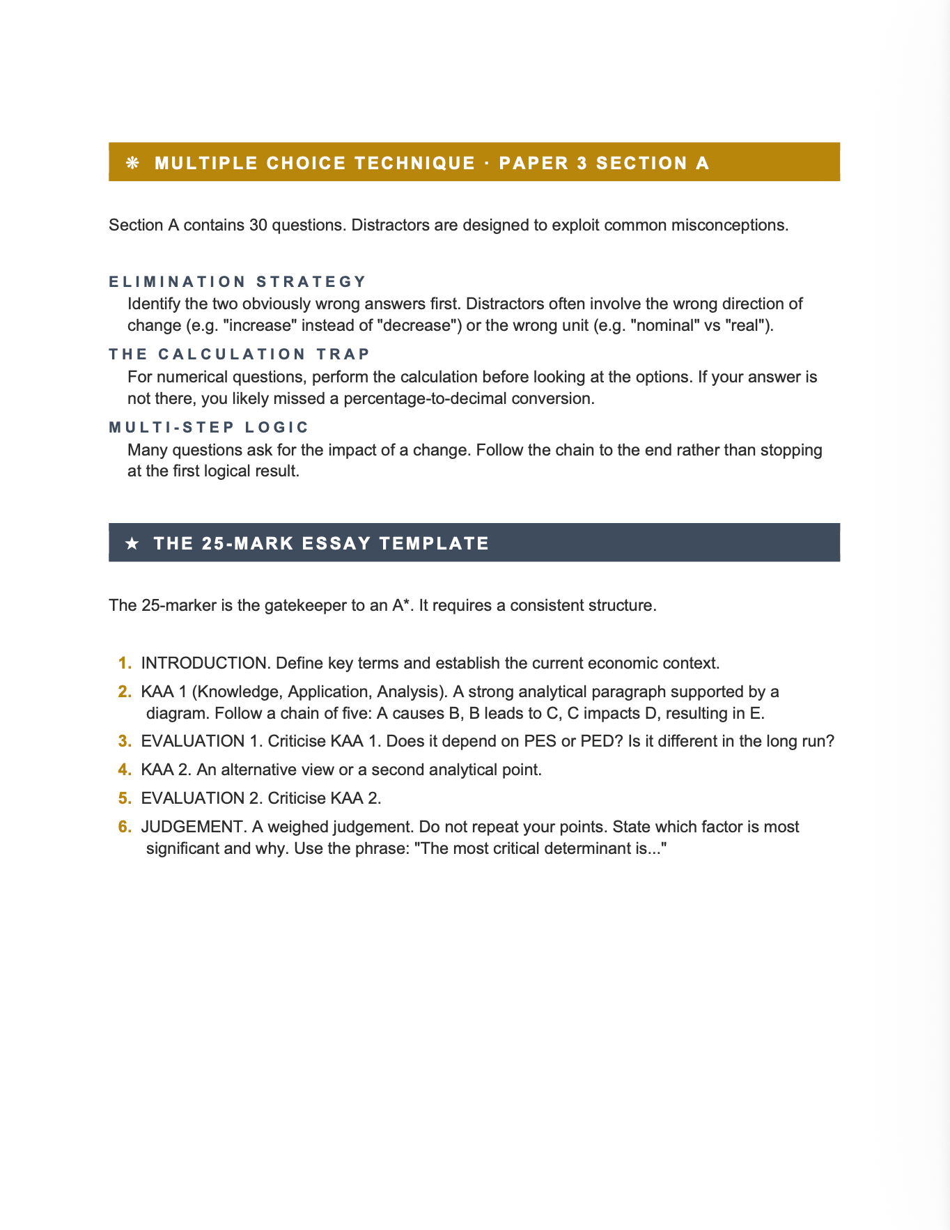 AQA A Level Economics- Cheat Sheet/ Exam Manual