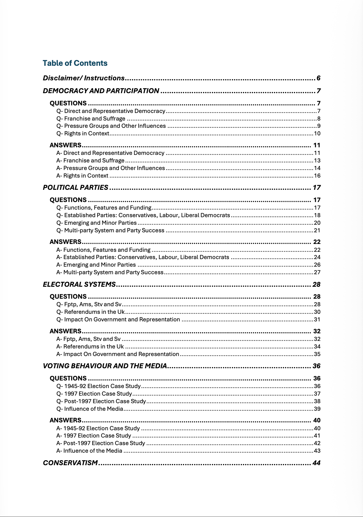 A level Politics- EDEXCEL