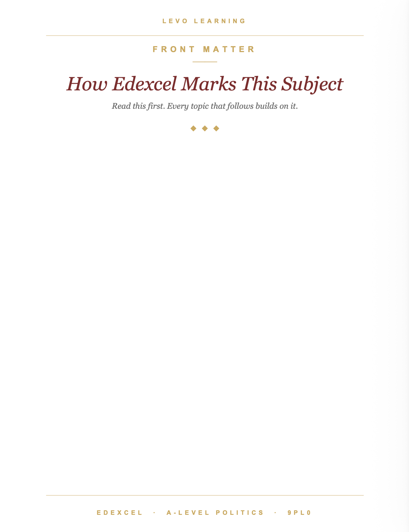 EDEXCEL A Level Politics- Cheat Sheet/ Exam Manual