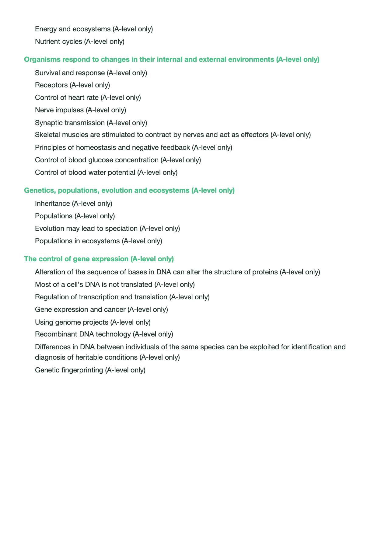 AQA A level Biology