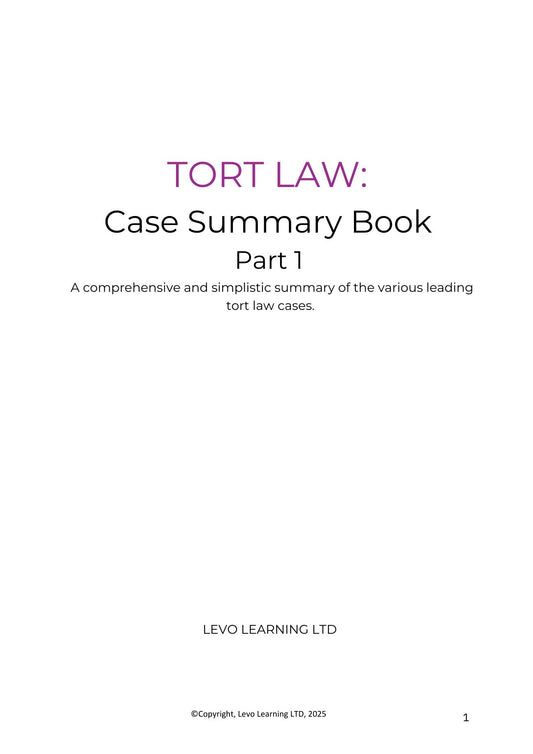 Tort Law Case Summary Book P1