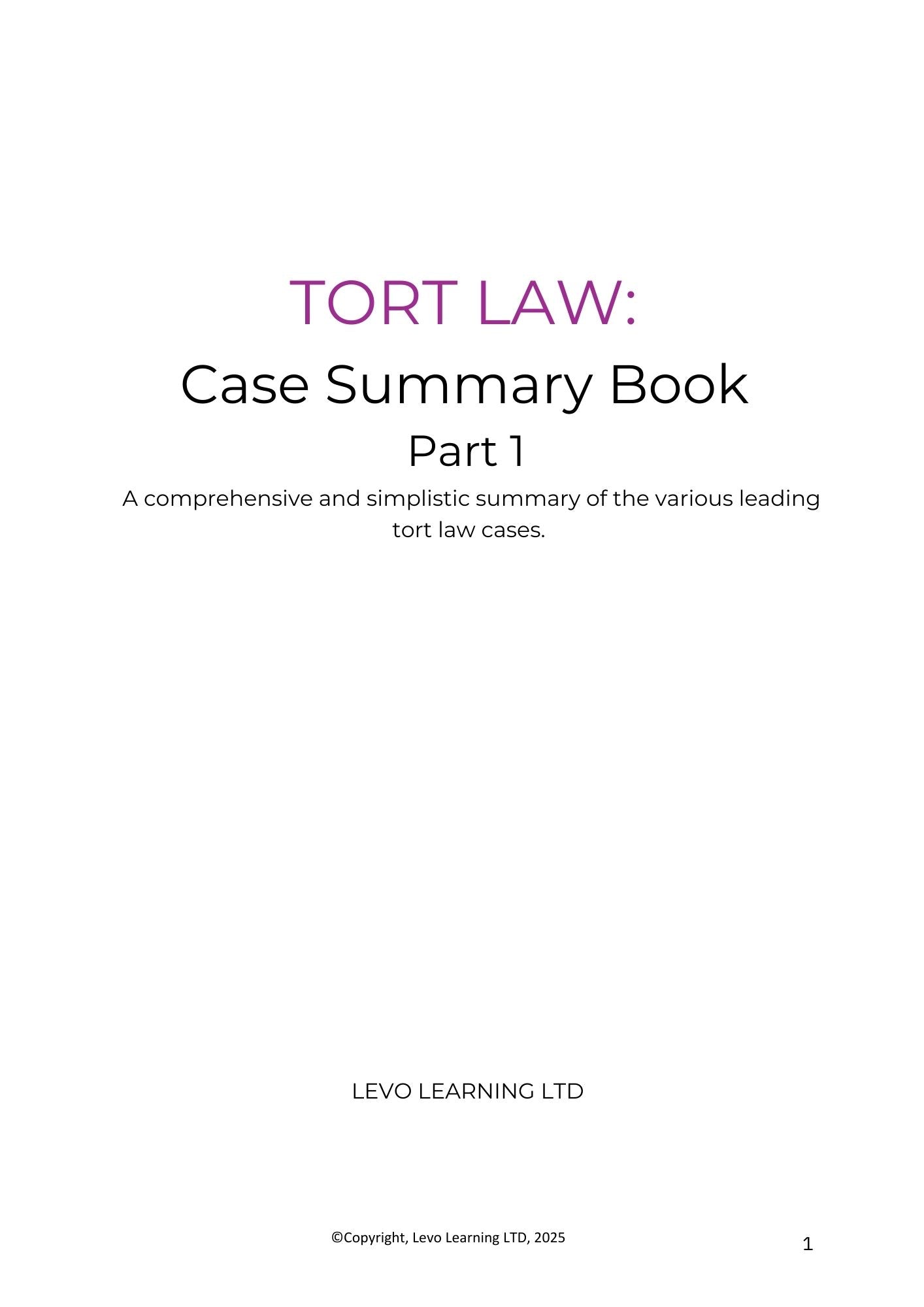 Tort Law Case Book DUO